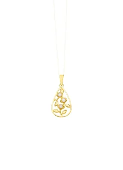 Eleganter Anhänger im Blumendesign mit Süßwasser-Zuchtperlen Damen Anhänger