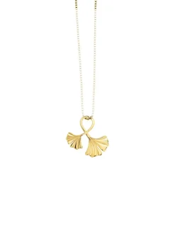 New Eleganter Ginkgoblatt-Anhänger Damen Halsketten