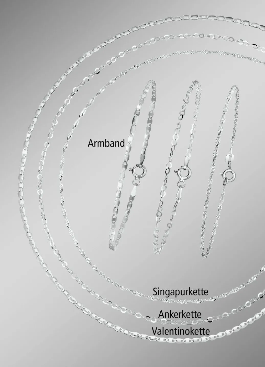 Elegantes 6-teiliges Schmuck-Set aus Silber Damen Halsketten|Armbänder