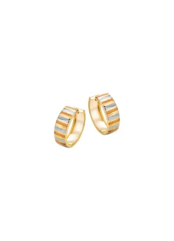 Online Eleganz in jeder Facette – Tricolor-Klappcreolen Damen Ohrschmuck