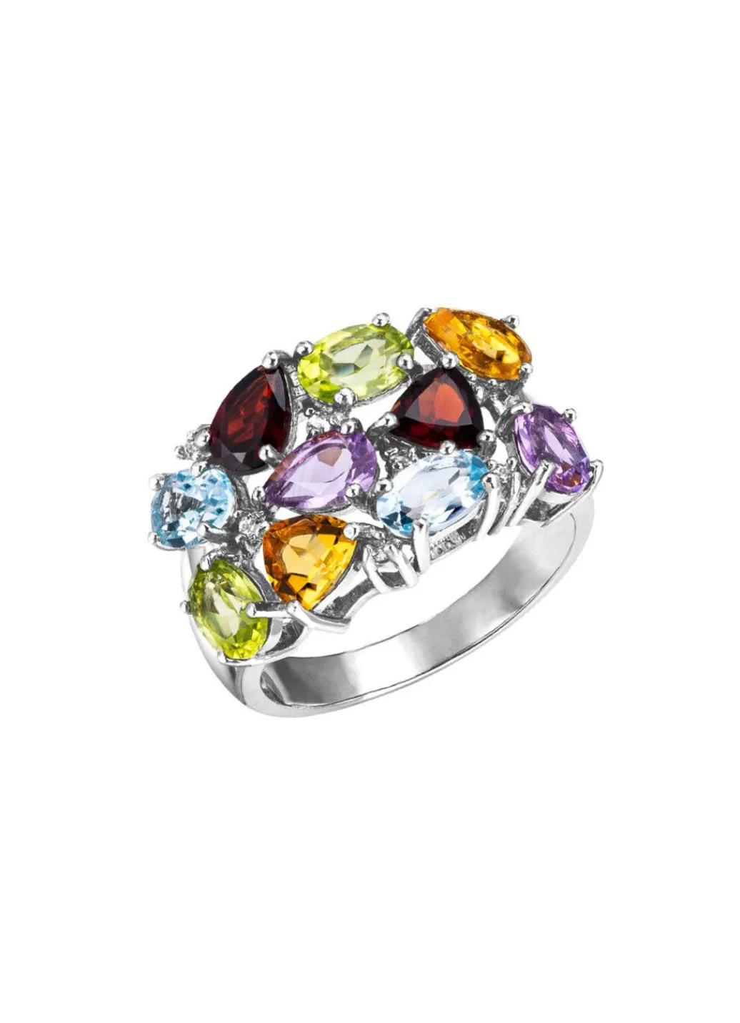 Clearance Eleganz in Silber: Damenring mit Edelsteinen Damen Ringe