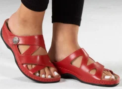 ELENA EDEN, bequeme Damen-Pantoletten, Weite G, mit Klettverschluss Damen Pantoletten