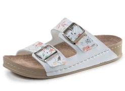 Hot ELENA EDEN Pantolette aus teilweise floral bedrucktem Synthetik Damen Pantoletten