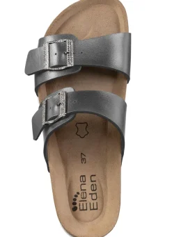 Sale ELENA EDEN Pantolette mit Glitzersteinchen verzierten Schließen Damen Pantoletten