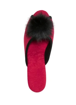 Hot ELENA EDEN, schicke Damen-Pantoletten, Weite G, mit Kunstfellpompon Damen Hausschuhe