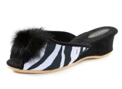 Clearance ELENA EDEN, schicke Damen-Pantoletten, Weite G, mit Kunstfellpompon Damen Hausschuhe
