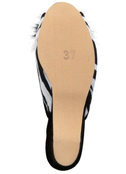 Clearance ELENA EDEN, schicke Damen-Pantoletten, Weite G, mit Kunstfellpompon Damen Hausschuhe