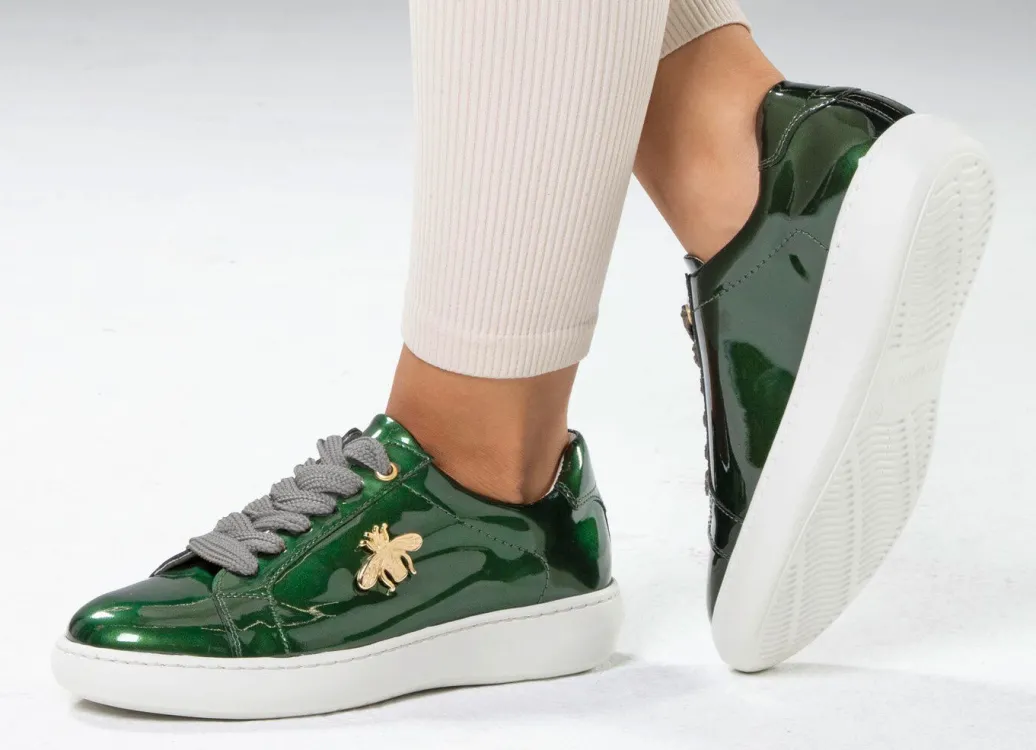 New ELENA EDEN Sneaker aus Lackleder mit edlem Metallschmuck Damen Sneaker & Sportschuhe|Schnürschuhe