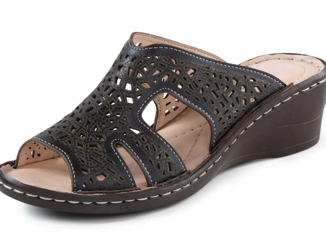 New ELENA EDEN, sommerliche Damen-Pantoletten, aus Leder Damen Pantoletten