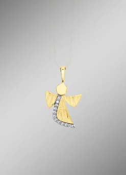 New Engel-Anhänger aus Gold mit Zirkonia Damen Anhänger