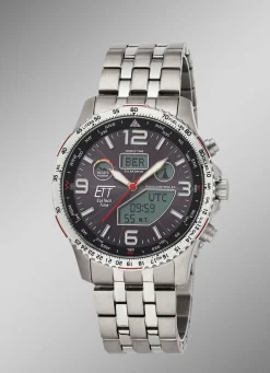 Hot ETT EGS-11572-21M Funk-Solar-Herrenuhr Herren Funkuhren