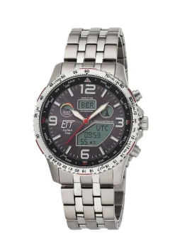 Hot ETT EGS-11572-21M Funk-Solar-Herrenuhr Herren Funkuhren