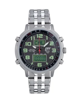 Discount ETT-Funk-Solar-Herrenuhr mit Edelstahlbandgehäuse Herren Funkuhren