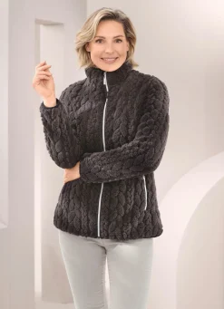 Damen Mona Übergangsjacken<Fleecejacke mit Zopfmuster