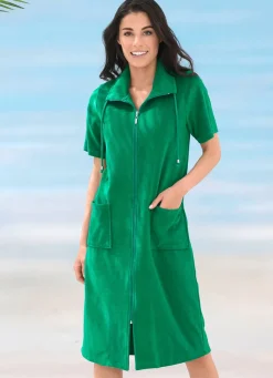 Damen Mona Strandkleider|Sommerkleider<Frottier-Kleid mit durchgehendem Reißverschluss