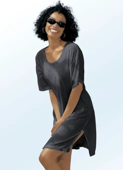 Damen Mona Strandkleider|Sommerkleider<Frottier-Kleid mit Streifenstruktur und kurzen Ärmeln