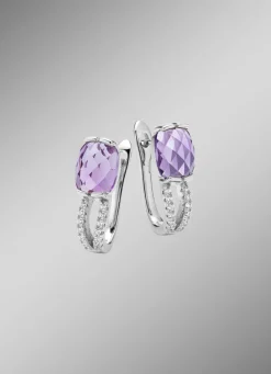 Hot Funkelnde Eleganz: Ohrstecker mit echt Amethyst- Damen Ohrschmuck