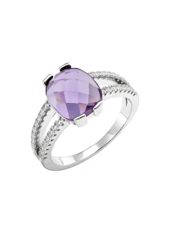 Clearance Funkelnde Raffinesse: Damenring mit echt Amethyst Damen Ringe