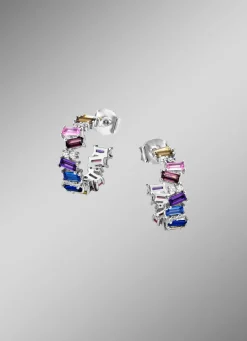 Outlet Funkelnde Vielfalt: Creolen mit synth. Zirkonia Damen Ohrschmuck