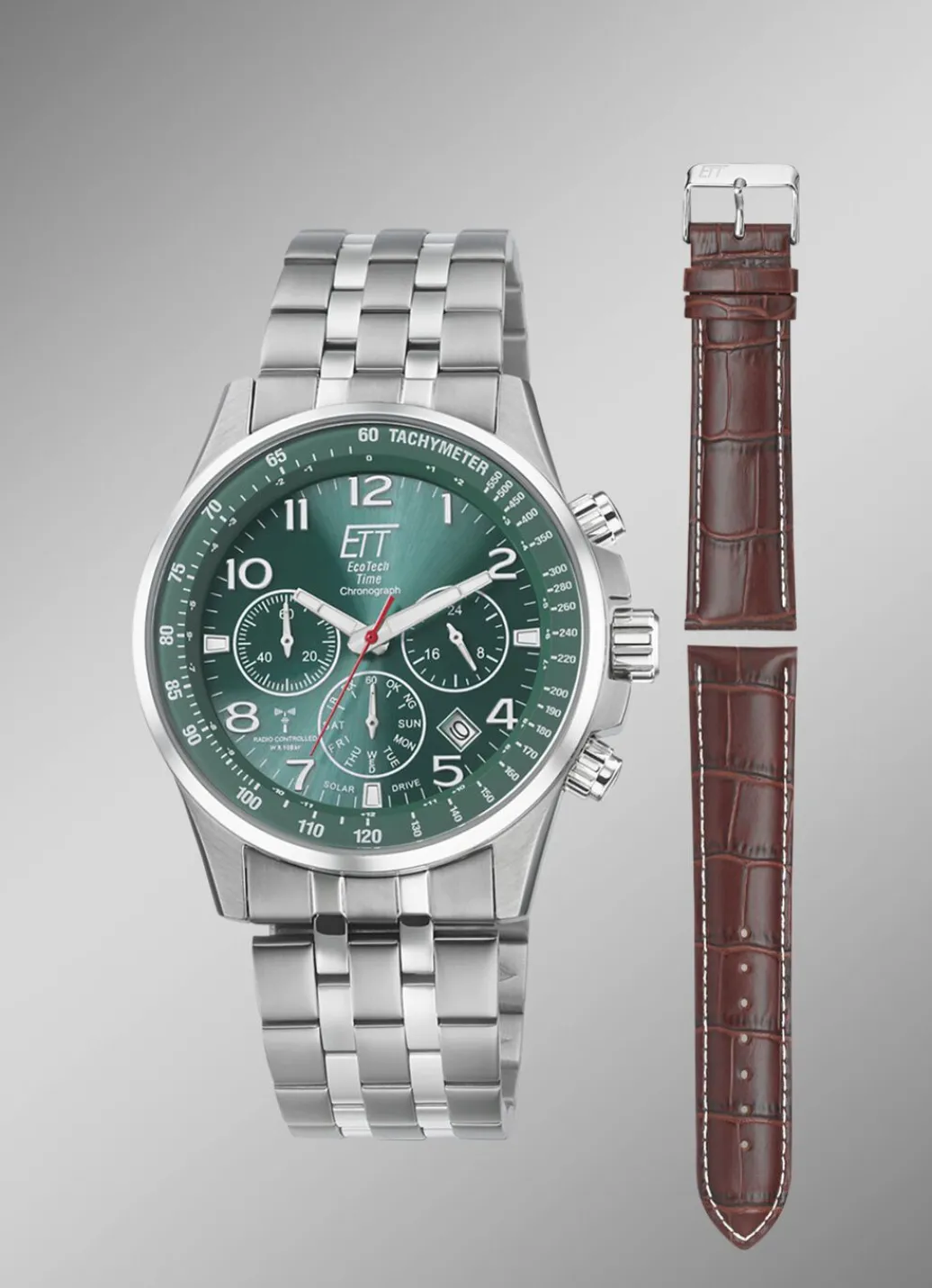 Outlet Funk-Solar-Chronograph mit Wechselband Herren Funkuhren