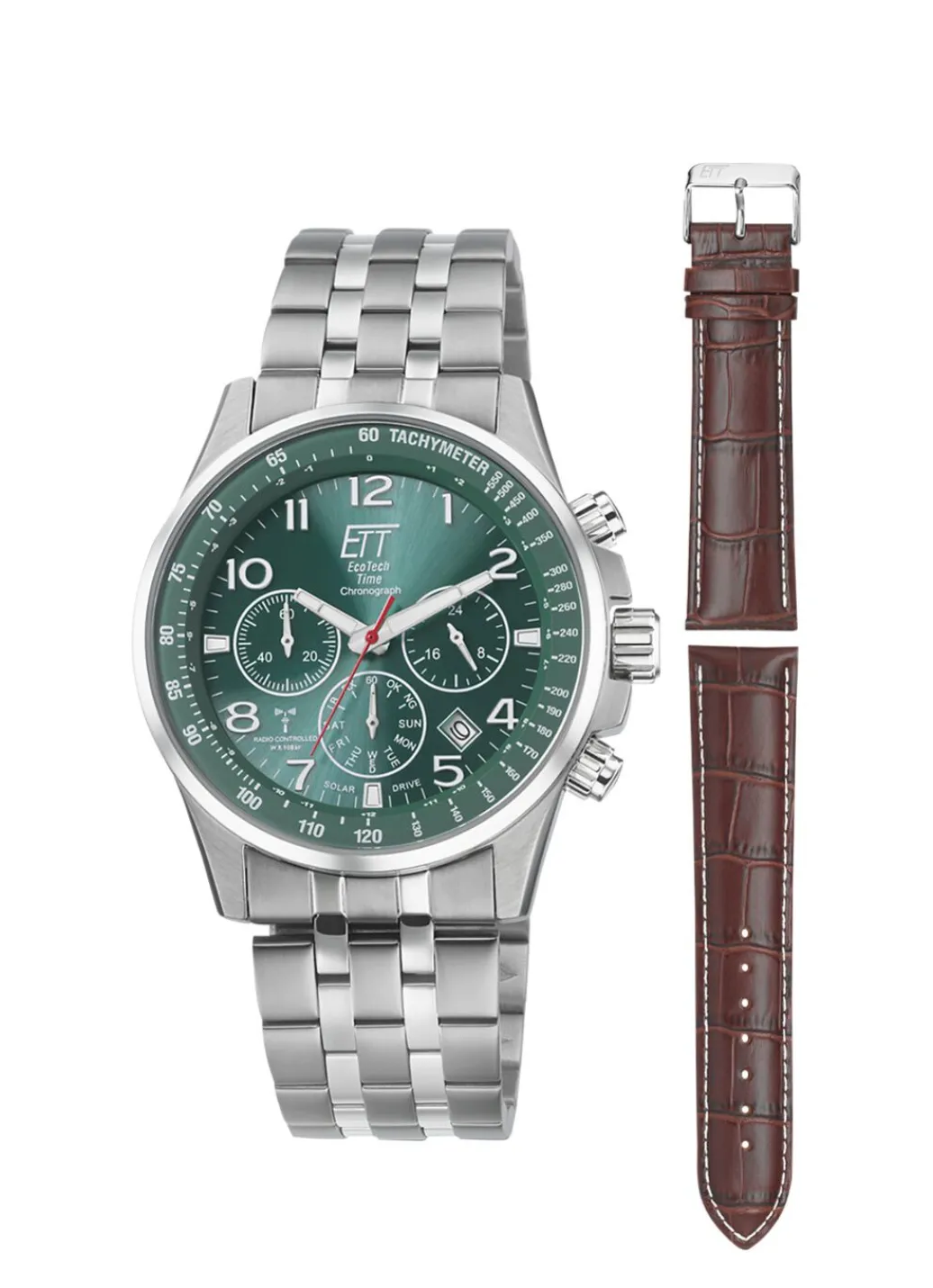 Outlet Funk-Solar-Chronograph mit Wechselband Herren Funkuhren