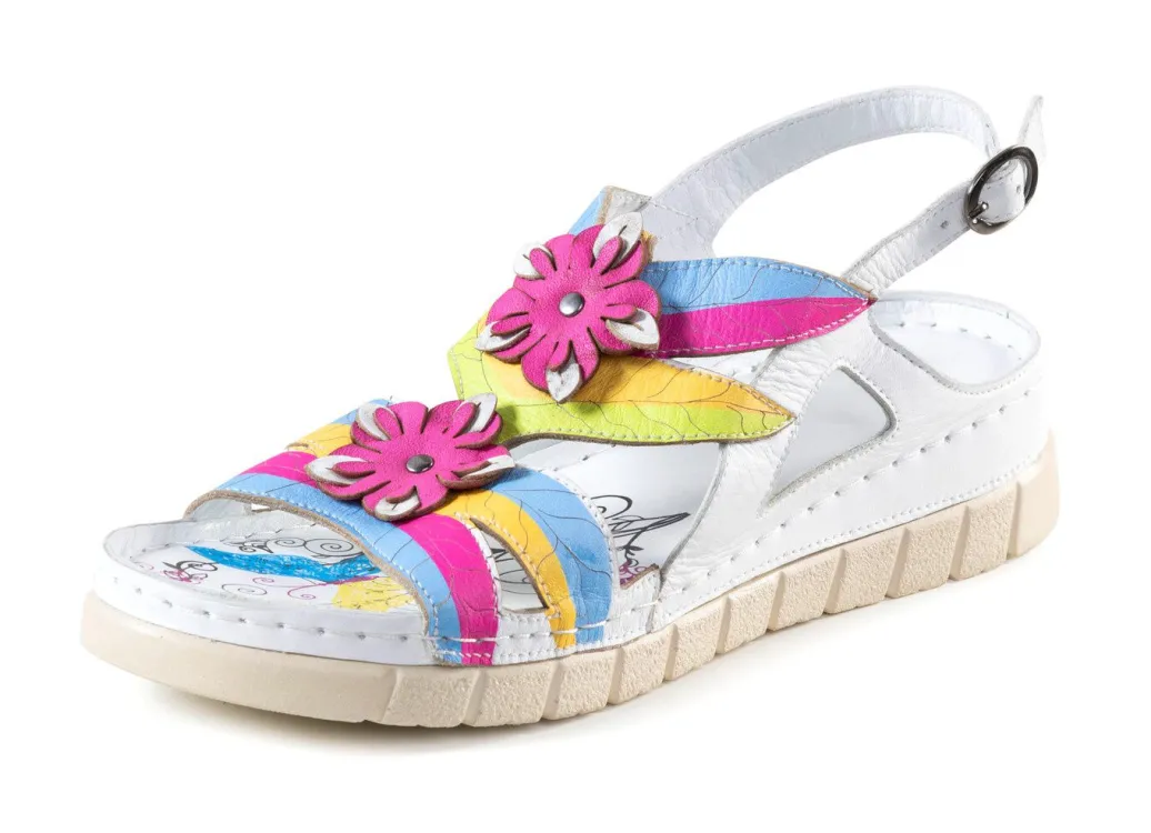 Discount Gemini Sandale mit dekorativen Lederblüten Damen Sandalen