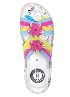 Discount Gemini Sandale mit dekorativen Lederblüten Damen Sandalen