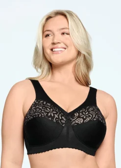 Best Glamorise Stütz-BH mit Stickereispitze Damen Bh Ohne Bügel|Bh Mit Spitze