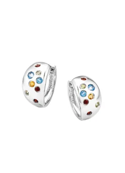 New Glanzvolle Eleganz: Klappcreolen mit echten Edelsteinen Damen Ohrschmuck