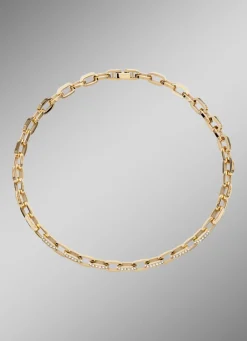 Hot Halskette aus vergoldetem Edelstahl mit Kristallen Damen Modeschmuck|Halsketten
