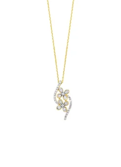 Sale Halskette im Blumen-Design, 10 Brillanten, 22 Diamanten Damen Halsketten