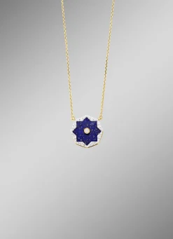 Halskette mit echt Lapislazuli, Brillanten und Diamanten Damen Halsketten