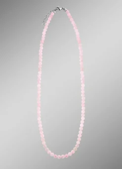 Outlet Halskette mit echtem Rosenquarz Damen Halsketten
