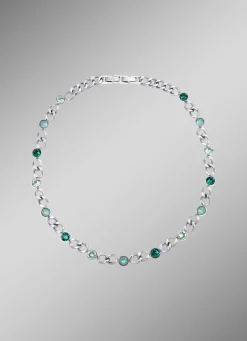 New Halskette mit grünen Kristallen Damen Modeschmuck|Halsketten