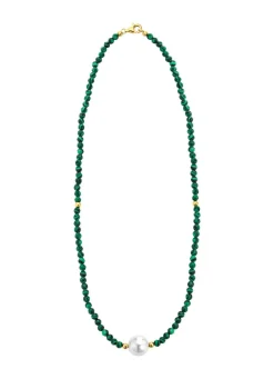 Best Halskette mit Perlenschimmer und Edelsteinglanz Damen Halsketten