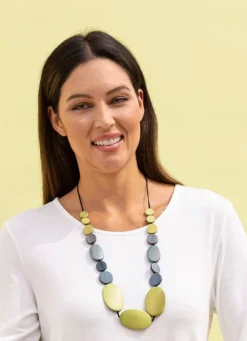 Best Handgefertigte Halskette mit Holzelementen Damen Modeschmuck|Halsketten