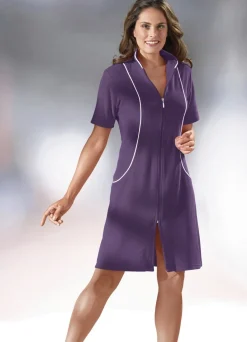 Damen Mona Hauskleider<Hauskleid mit dekorativer Kontrastpaspelierung