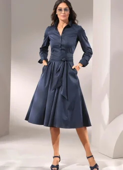 Damen Mona Freizeitkleider<Hemdblusenkleid mit breitem Bindegürtel