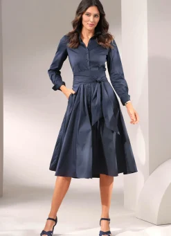 Damen Mona Freizeitkleider<Hemdblusenkleid mit breitem Bindegürtel