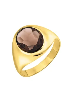 Outlet Herrenring aus Gold mit Rauchquarz Herren Ringe