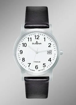 New Herrenuhr mit Titangehäuse und Lederband Herren Quarzuhren