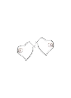 Best Herz-Creolen mit Süßwasser-Zuchtperlen Damen Ohrschmuck