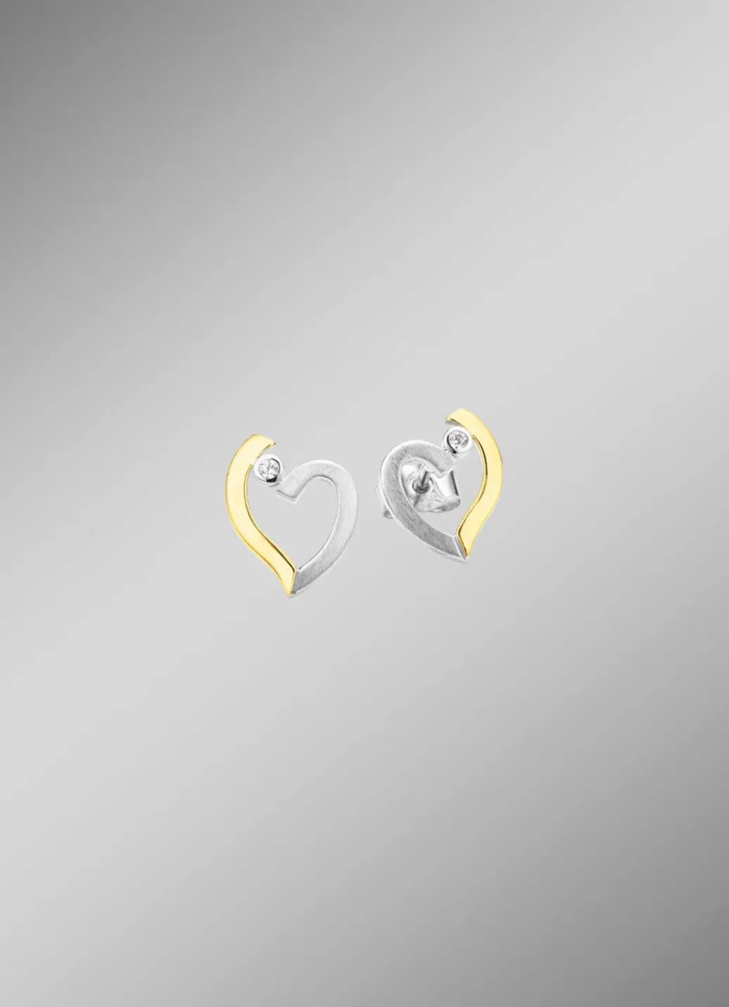 Damen Mona Ohrschmuck<Herz-Ohrstecker in Bicolor mit synth. Zirkonia