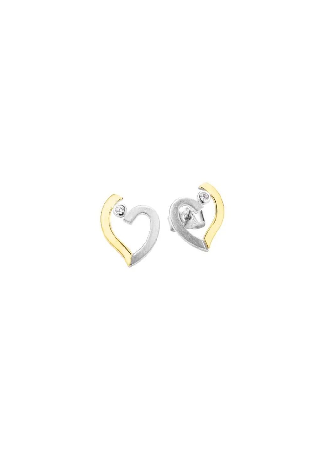 Damen Mona Ohrschmuck<Herz-Ohrstecker in Bicolor mit synth. Zirkonia
