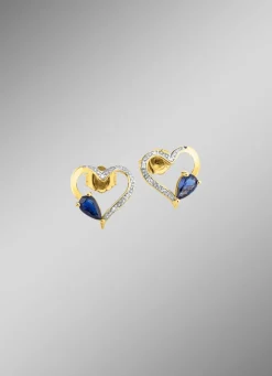 Damen Mona Ohrschmuck<Herz-Ohrstecker mit echt Safir