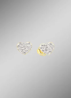 Outlet Herz-Ohrstecker mit Kristallen Damen Modeschmuck|Ohrschmuck