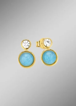 Online Himmlische Eleganz: Ohrstecker mit echten blauen Chalcedonen Damen Ohrschmuck