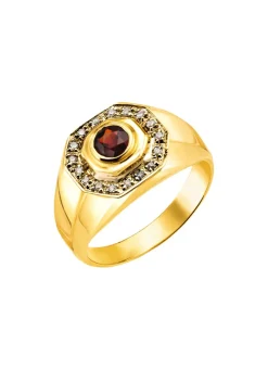 New Hochwertiger Herrenring mit Granat und Diamanten Herren Ringe