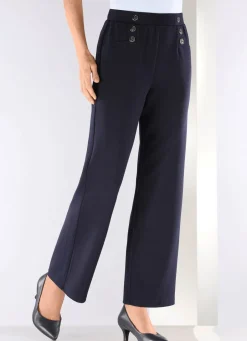 Damen Mona Schlupfhosen<Hose mit dekorativen Zierknöpfen