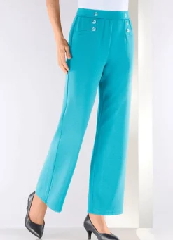 Damen Mona Schlupfhosen<Hose mit dekorativen Zierknöpfen